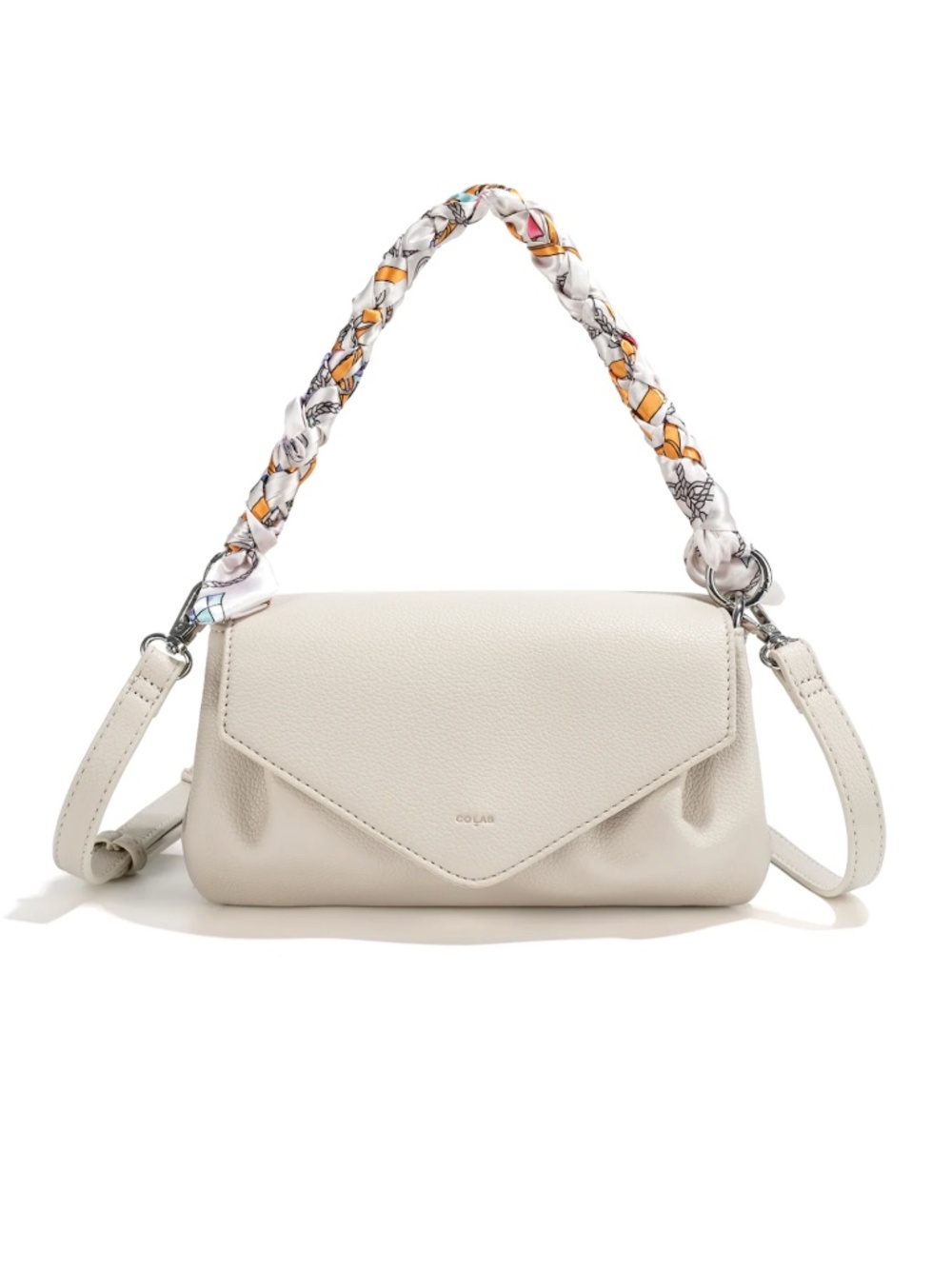 LAST Vegan Leather Crossbody Bag Satin Braided Strap Organizer Neutral Chic NWT - Picture 3 of 3